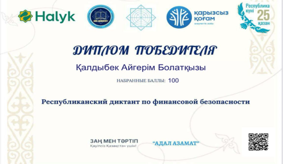 Отчёт по написанию диктанта на тему «Финансовая безопасность...